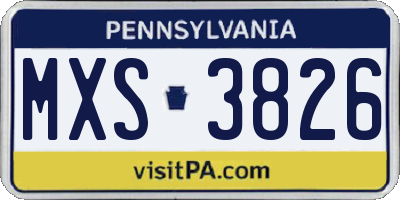 PA license plate MXS3826