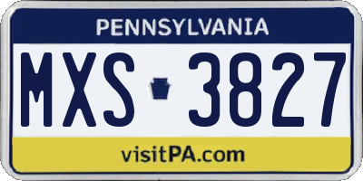 PA license plate MXS3827