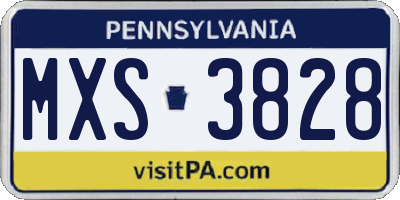 PA license plate MXS3828