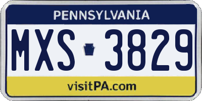 PA license plate MXS3829