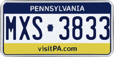 PA license plate MXS3833
