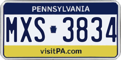 PA license plate MXS3834
