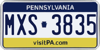 PA license plate MXS3835