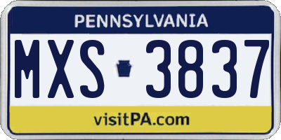 PA license plate MXS3837