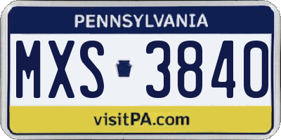 PA license plate MXS3840