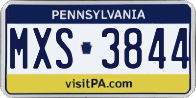 PA license plate MXS3844