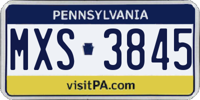 PA license plate MXS3845