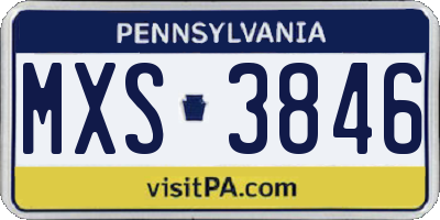PA license plate MXS3846