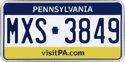 PA license plate MXS3849