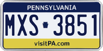 PA license plate MXS3851