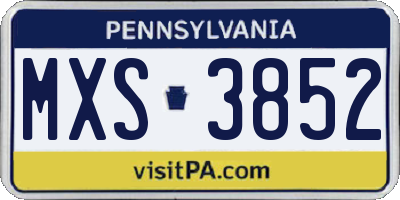 PA license plate MXS3852
