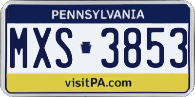 PA license plate MXS3853