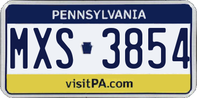 PA license plate MXS3854
