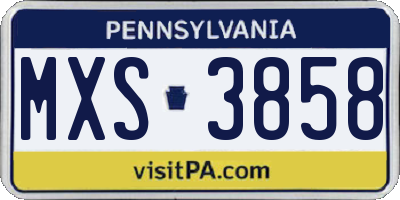 PA license plate MXS3858