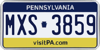 PA license plate MXS3859