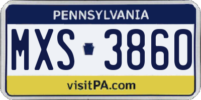 PA license plate MXS3860