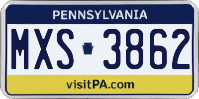 PA license plate MXS3862