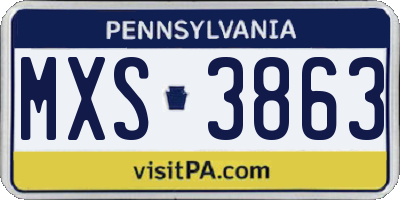 PA license plate MXS3863
