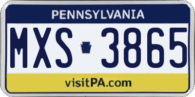 PA license plate MXS3865