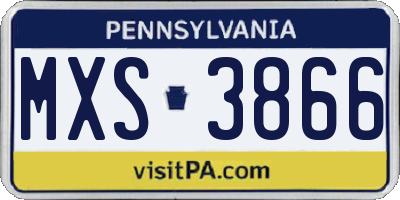 PA license plate MXS3866