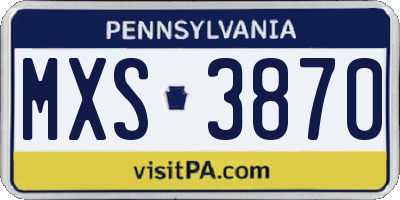 PA license plate MXS3870