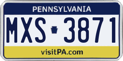 PA license plate MXS3871
