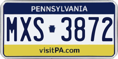 PA license plate MXS3872