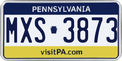 PA license plate MXS3873