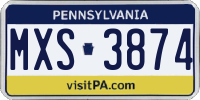 PA license plate MXS3874