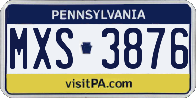PA license plate MXS3876