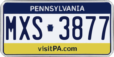 PA license plate MXS3877