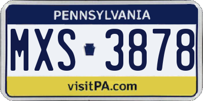 PA license plate MXS3878