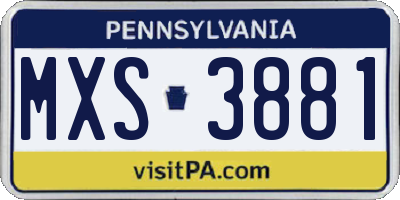 PA license plate MXS3881