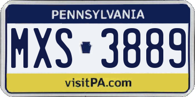 PA license plate MXS3889