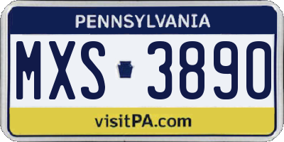 PA license plate MXS3890