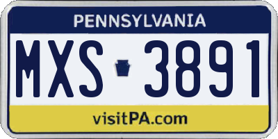 PA license plate MXS3891