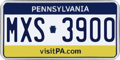PA license plate MXS3900