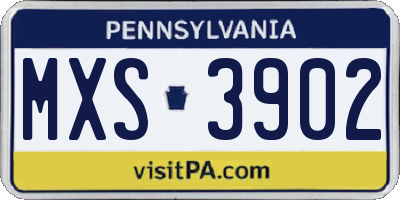 PA license plate MXS3902