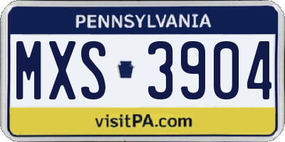 PA license plate MXS3904