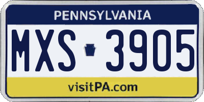 PA license plate MXS3905