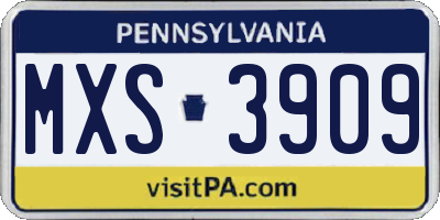 PA license plate MXS3909