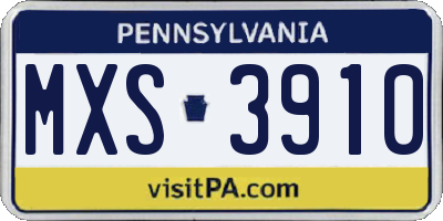 PA license plate MXS3910