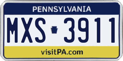 PA license plate MXS3911
