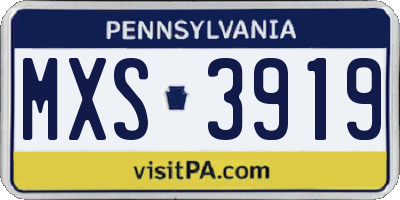 PA license plate MXS3919