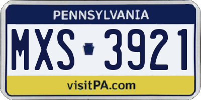 PA license plate MXS3921