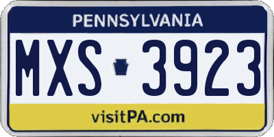 PA license plate MXS3923