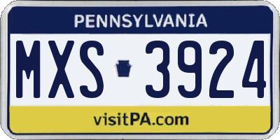 PA license plate MXS3924