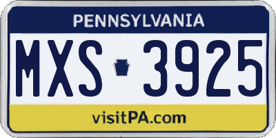 PA license plate MXS3925