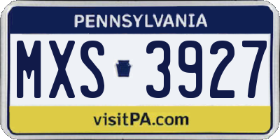 PA license plate MXS3927