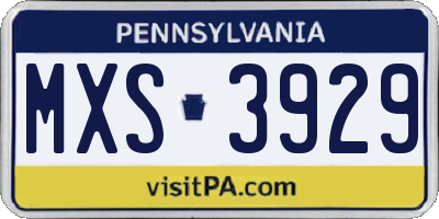 PA license plate MXS3929